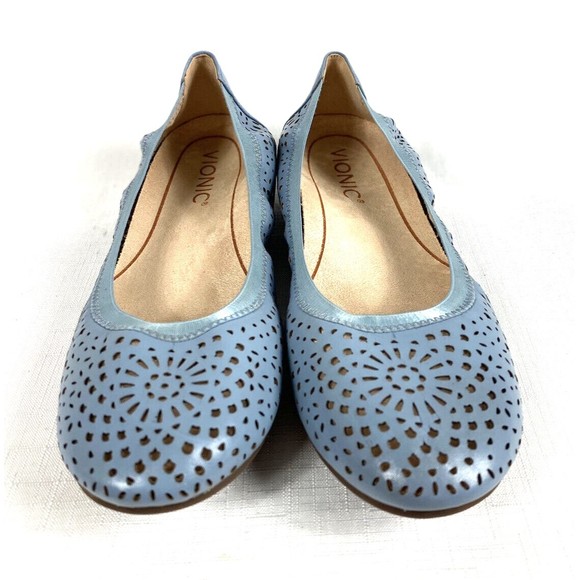 Vionic Womens Callisto Blue Laser Cut Ballet Flats Arch Support Comfort Size 6M - Picture 2 of 12